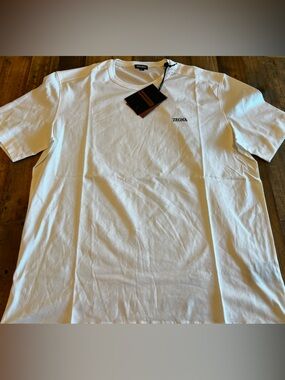 Zegna Optical White Mens Cotton T Shirt BNWT XL Made In Portugal $558 LOGO
